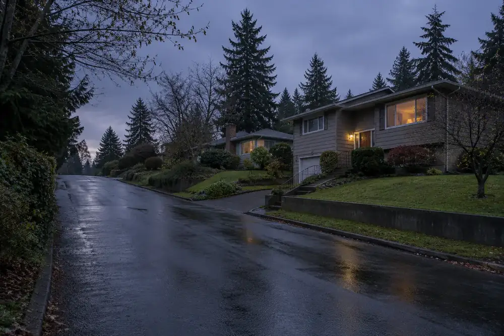 Illustration of a typical residential street in the Bryn Mawr-Skyway, WA area