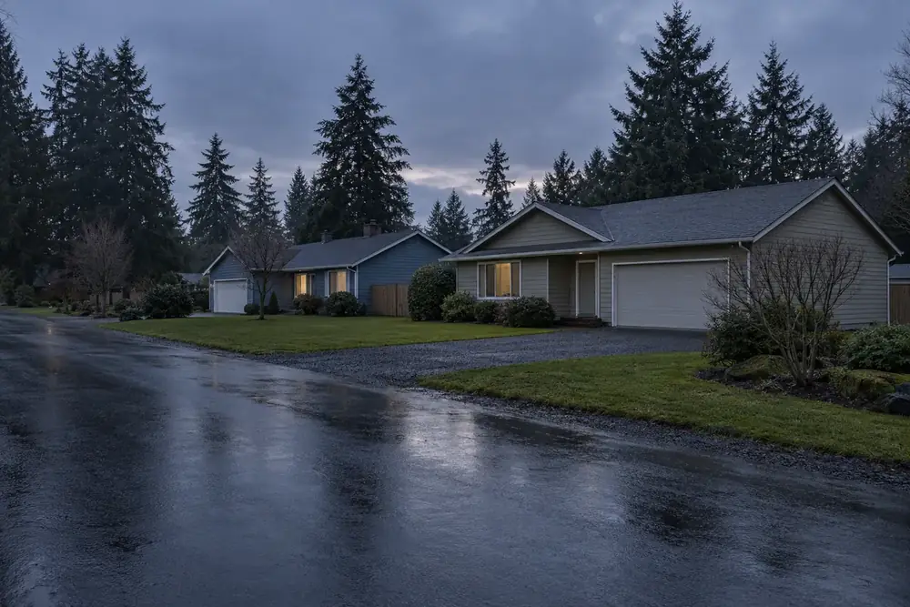 Illustration of a typical residential street in the Elk Plain, WA area