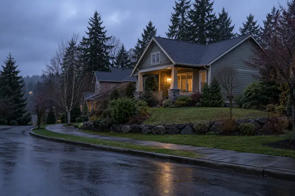 Illustration of a typical residential street in the Newcastle, WA area