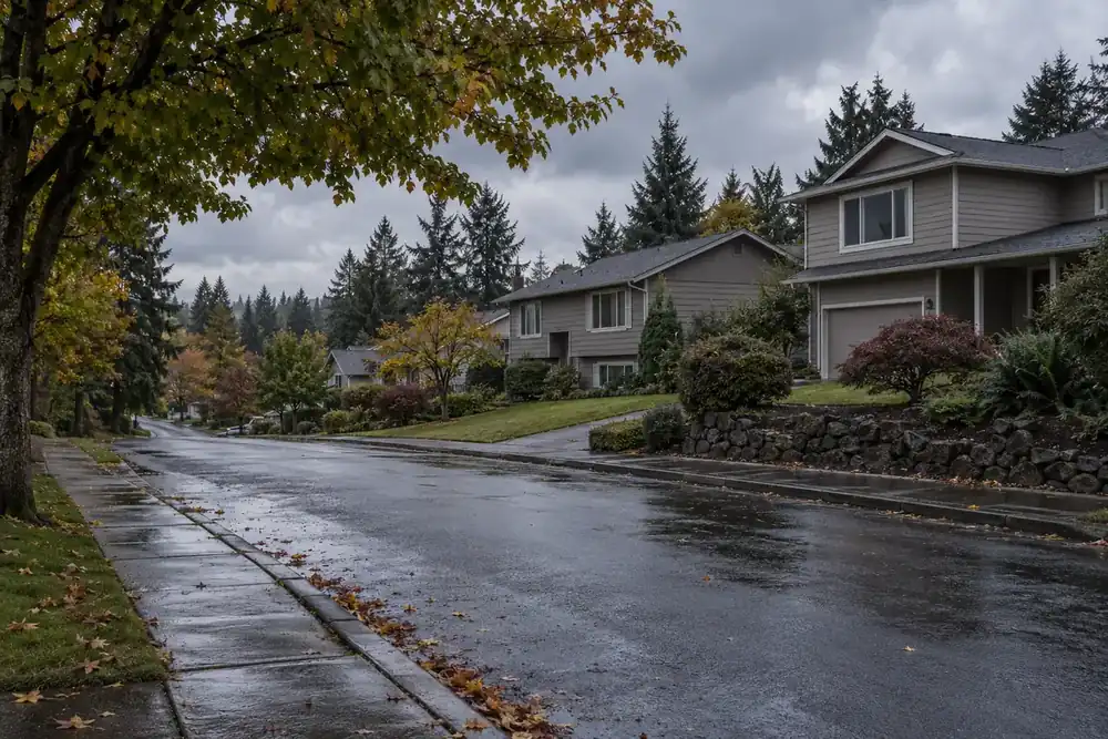 Illustration of a typical residential street in the University Place, WA area